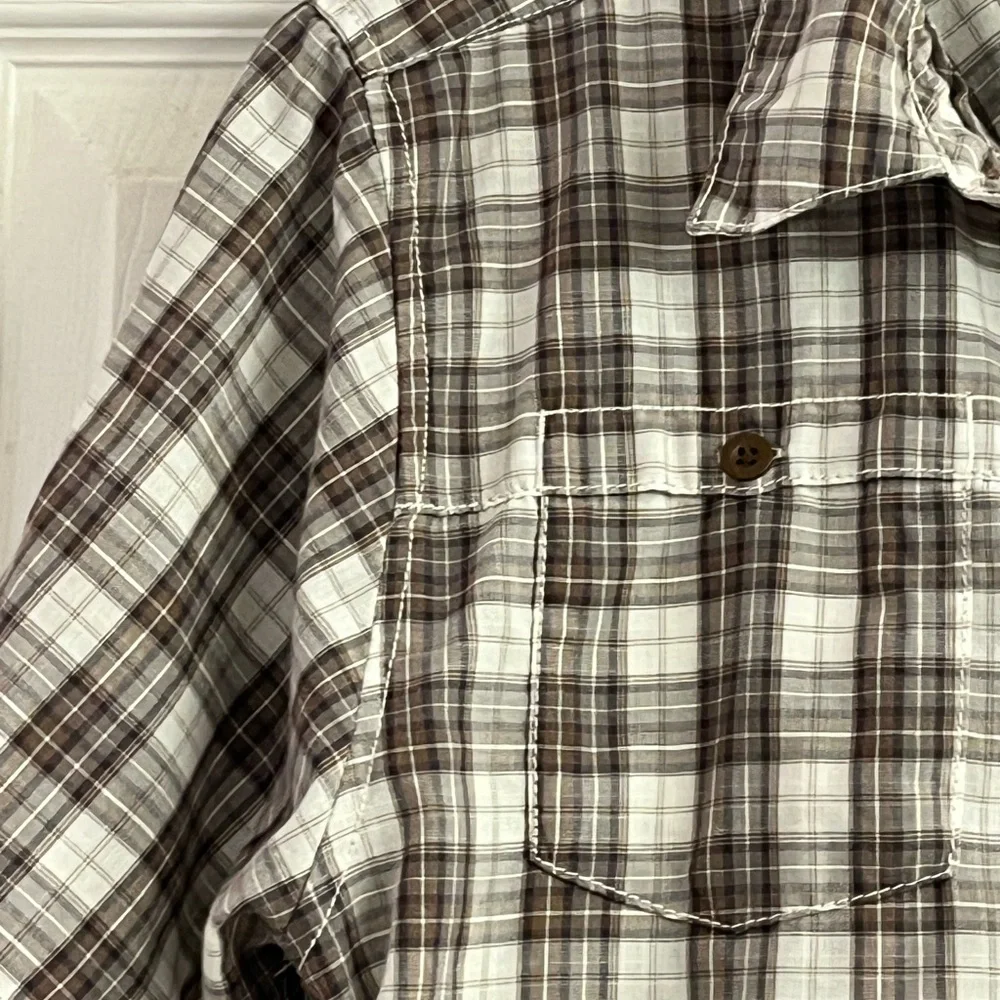 The North Face Men’s White & Brown Checkered Shirt Size Small